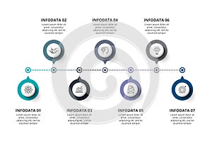 Vector timeline infographic with 7 options