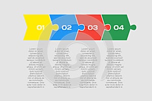 Vector timeline infographic process on 4 color steps