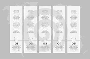 Vector timeline infographic process, 5 white steps