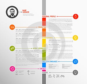 Vector timeline minimalist cv / resume template