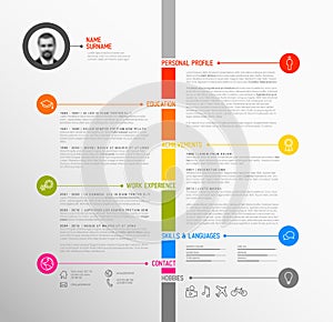 Vector timeline minimalist cv / resume template photo