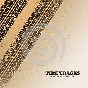 vector tire tracks on mud background