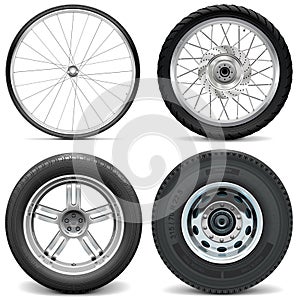 Vector Tires for Bicycle Motorcycle Car and Truck photo