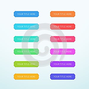 Vector Title Banner Colorful Paper Cut Out Strips 12 Set