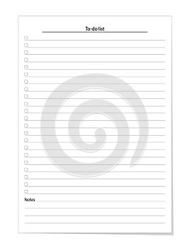 Vector to-do list template for daily or weekly planner
