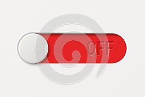 Vector Toggle Switch in Red OFF Position. Modern 3d Interface Element for App or Website Design. UI UX Control Button, Power