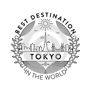 Vector Tokyo City Badge, Linear Style