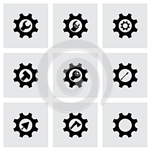 Vector tools in gear icon set