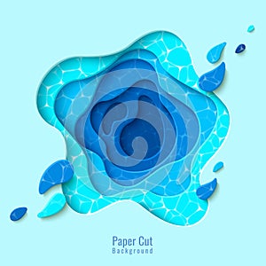 Vector top view tropical pool in paper cut style