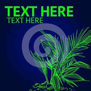 Vector topical palm on blue