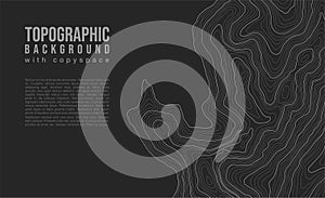 Vector topographic map on a dark background with copyspace