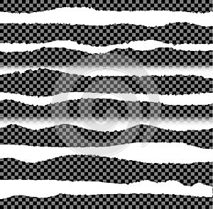 Vector Torn Paper Edges, Elements Set on Dark Background.