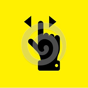 Vector touch screen gesture swipe left and right hand finger pictogram icon. Flat illustration