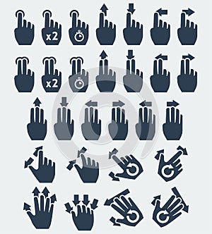 Vector touch screen gestures icons