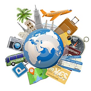 Vector Tourism Concept with Globe