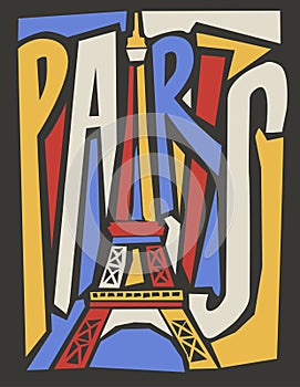 Vector touristic hand drawn paris city poster