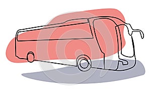 Vector tourstic bus in one line abstract art