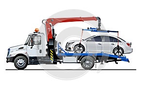 Vector tow truck template isolated on white