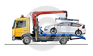 Vector tow truck template isolated on white