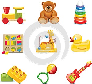 Vector toy icons. Baby toys