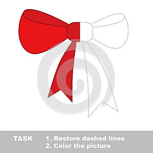 Vector trace game. Red bow to be colored.