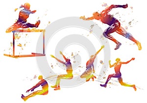 Vector Track And Field Athletes Silhouette Illustration Set Isolated On A White Background.