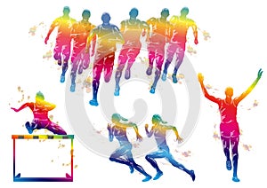 Vector Track And Field Athletes Silhouette Illustration Set Isolated On A White Background.
