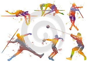 Vector Track And Field Athletes Silhouette Illustration Set Isolated On A White Background.