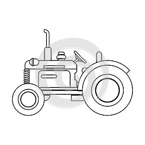 vector tractor cartoon line art illustration isolated