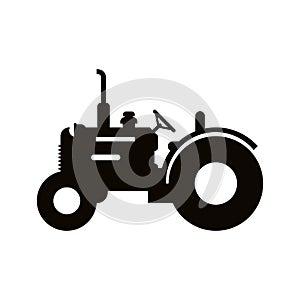 vector tractor cartoon silhouette icon illustration isolated