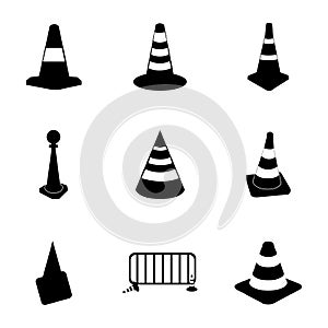 Vector traffic cone icons set