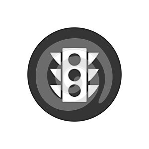 Vector traffic light Icon white on gray in flat style