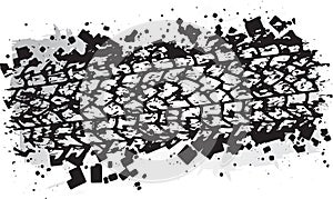 Vector trail design, trace of the tyre in grunge style