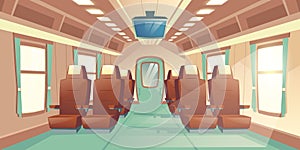 Vector train cabin. Salon in railway carriage
