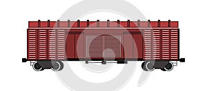 Vector train cargo wagon or tank. Cartoon style train isolated on white background