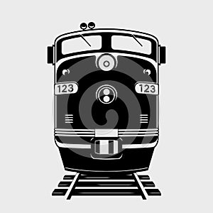 Vector train icon. Silhouette of locomotive