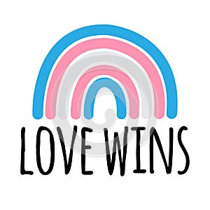 Vector transgender flag rainbow and love wins