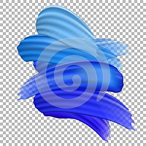 Vector translucent  realistic blue paint brush strokes