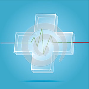 Vector: Transparency first aid icon with heart pulse graph on bl