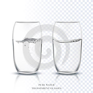 Vector transparent glasses cup with pure clear water