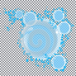 Vector transparent soap bubbles blue