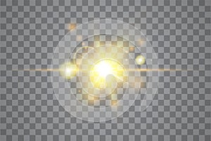 Vector transparent sunlight special lens flare light effect. Isolated sun flash rays and spotlight. White front