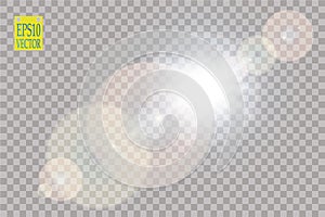 Vector transparent sunlight special lens flare light effect. Sun flash