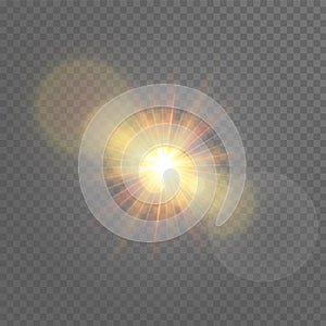 Vector transparent sunlight special lens flare light effect. Sun flash.