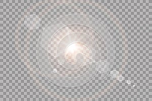 Vector transparent sunlight special lens flare light effect. Sun flash with rays and spotlight