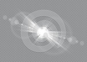 Vector transparent sunlight special lens flash light effect.front sun lens flash. Vector blur in the light of radiance. Element of