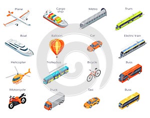 Vector Transport Icons in Isometric Projection