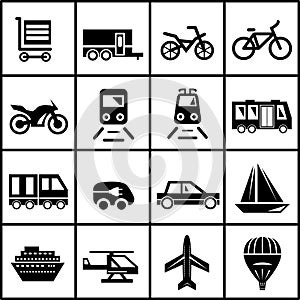 Vector transportation icons isolated on white