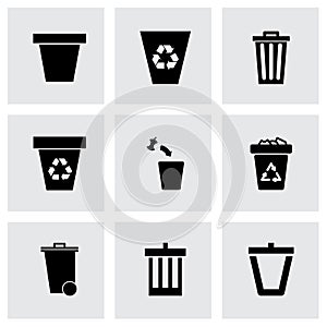 Vector trash can icon set photo