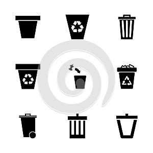 Vector trash can icon set photo